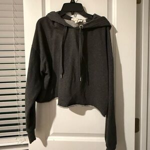 Charcoal Cropped Hoodie Sweatshirt - Women